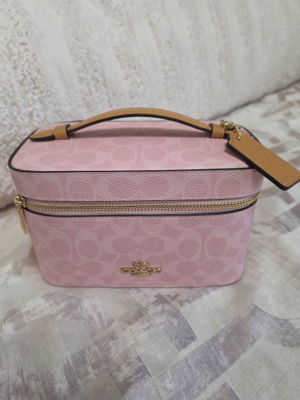 Coach Pink Signature Top-Handle Cosmetic Case